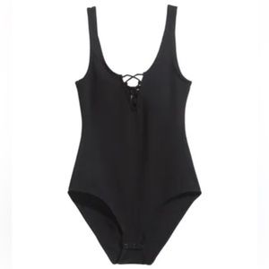 Black Lace Front Sleeveless Bodysuit